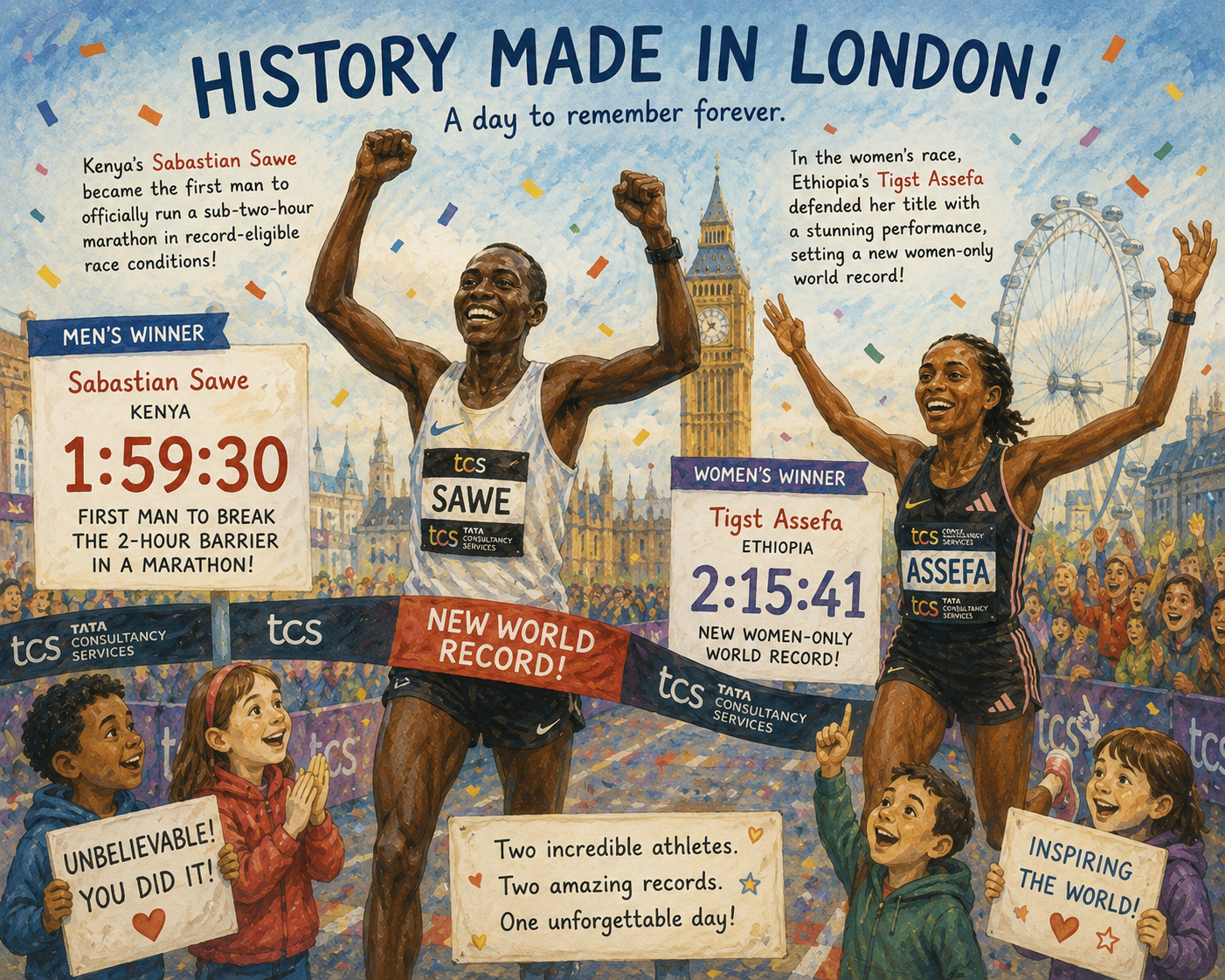 London Marathon, the day the two-hour barrier finally fell. Stories the year will be remembered for.